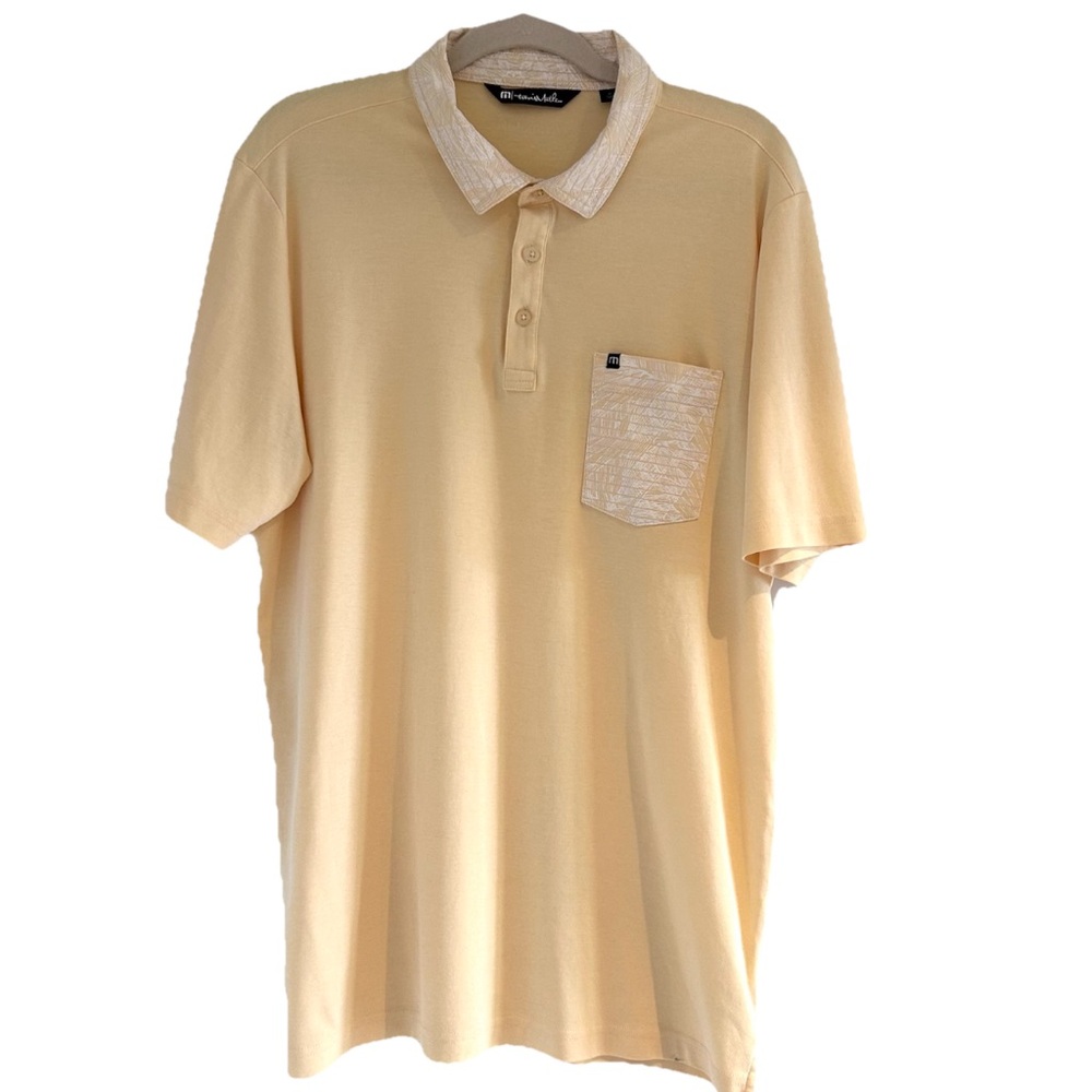 Travis Mathew Peak Pocket Coronado Short Sleeve Polo Pale Yellow XL EUC Comfort